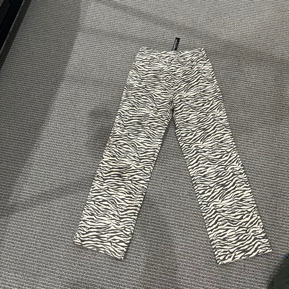 Paper moon Zebra print wide leg jeans